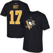 Wholesale Cheap Pittsburgh Penguins #17 Bryan Rust Reebok Name & Number T-Shirt Black