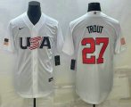 Wholesale Cheap Men's USA Baseball #27 Mike Trout 2023 White World Baseball Classic Replica Stitched Jerseys