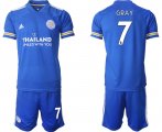 Wholesale Cheap Men 2020-2021 club Leicester City home 7 blue Soccer Jerseys