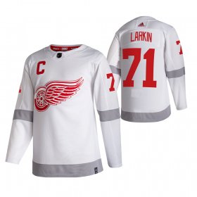 Wholesale Cheap Detroit Red Wings #71 Dylan Larkin White Men\'s Adidas 2020-21 Reverse Retro Alternate NHL Jersey
