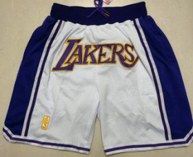 Wholesale Cheap Men\'s Los Angeles Lakers White Gold NBA Just Don Swingman Throwback Shorts