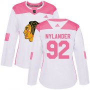 Wholesale Cheap Adidas Blackhawks #92 Alexander Nylander White/Pink Authentic Fashion Women's Stitched NHL Jersey