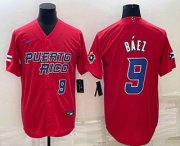Wholesale Cheap Men's Puerto Rico Baseball #9 Javier Baez Number 2023 Red World Baseball Classic Stitched Jersey
