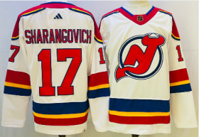 Wholesale Cheap Men\'s New Jersey Devils #17 Yegor Sharangovich White 2022 Reverse Retro Authentic Jersey