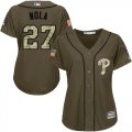 Wholesale Cheap Phillies #27 Aaron Nola Green Salute to Service Women's Stitched MLB Jersey