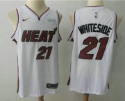 Wholesale Cheap Men's Miami Heat #21 Hassan Whiteside White 2017-2018 Nike Swingman Ultimate Software Stitched NBA Jersey