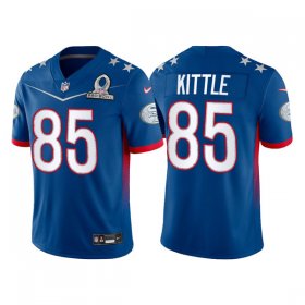 Wholesale Cheap Men\'s San Francisco 49ers #85 George Kittle 2022 Royal NFC Pro Bowl Stitched Jersey