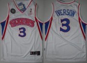 Wholesale Cheap NBA Philadelphia 76ers 3 Allen Iverson White 10th Soul Swingman Jersey