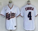 Wholesale Cheap Men's Minnesota Twins #4 Carlos Correa White Stitched MLB Cool Base Nike Jersey