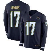 Wholesale Cheap Nike Chargers #17 Philip Rivers Navy Blue Team Color Men's Stitched NFL Limited Therma Long Sleeve Jersey