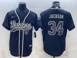 Wholesale Cheap Men's Las Vegas Raiders #34 Bo Jackson Black Reflective Limited Stitched Football Jersey