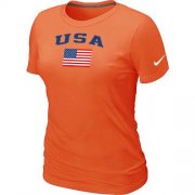 Wholesale Cheap Women's USA Olympics USA Flag Collection Locker Room T-Shirt Orange
