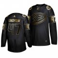 Wholesale Cheap Adidas Ducks #47 Hampus Lindholm Men's 2019 Black Golden Edition Authentic Stitched NHL Jersey