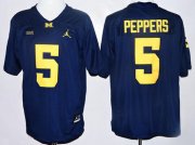 Wholesale Cheap Men's Michigan Wolverines #5 Jabrill Peppers Navy Blue Stitched NCAA Brand Jordan College Football Jersey