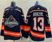 Wholesale Cheap Men's New York Islanders #13 Mathew Barzal Blue 2022 Reverse Retro Stitched Jersey