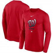 Wholesale Cheap Men's Washington Nationals Nike Red Authentic Collection Legend Performance Long Sleeve T-Shirt