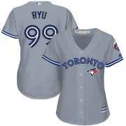 Wholesale Cheap Blue Jays #99 Hyun-Jin Ryu Grey Road Women's Stitched MLB Jersey