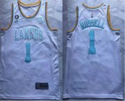 Wholesale Cheap Men's Los Angeles Lakers #1 DAngelo Russell 2023 White Classic Edition With 6 Patch Stitched Basketball Jersey
