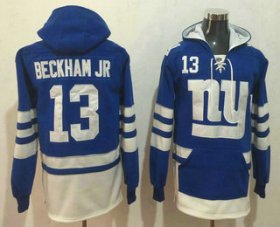 Wholesale Cheap Men\'s New York Giants #13 Odell Beckham Jr NEW Blue Pocket Stitched NFL Pullover Hoodie