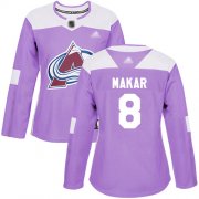 Wholesale Cheap Adidas Avalanche #8 Cale Makar Purple Authentic Fights Cancer Women's Stitched NHL Jersey
