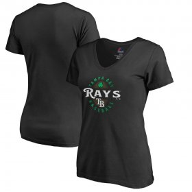 Wholesale Cheap Tampa Bay Rays Majestic Women\'s Forever Lucky V-Neck T-Shirt Black