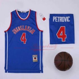 Wholesale Cheap Men\'s Jugoslavija #4 Drazen Petrovic Blue Basketball Jersey