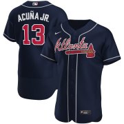 Wholesale Cheap Atlanta Braves #13 Ronald Acuna Jr. Men's Nike Navy Alternate 2020 Authentic Player MLB Jersey