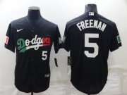 Wholesale Cheap Men's Los Angeles Dodgers #5 Freddie Freeman Black Mexico 2020 World Series Cool Base Nike Jersey