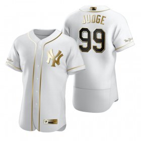 Wholesale Cheap New York Yankees #99 Aaron Judge White Nike Men\'s Authentic Golden Edition MLB Jersey