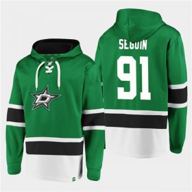 Wholesale Cheap Men\'s Dallas Stars #91 Tyler Seguin Green Ageless Must-Have Lace-Up Pullover Hoodie
