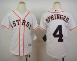 Wholesale Cheap Astros #4 George Springer White Cool Base Stitched Youth MLB Jersey