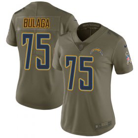 Wholesale Cheap Nike Chargers #75 Bryan Bulaga Olive Women\'s Stitched NFL Limited 2017 Salute To Service Jersey