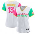 Wholesale Cheap Women's San Diego Padres #13 Manny Machado White 2022 City Connect Cool Base Stitched Baseball Jersey(Run Small)