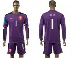 Wholesale Cheap Czech #1 Cech Purple Goalkeeper Long Sleeves Soccer Country Jersey