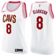 Wholesale Cheap Nike Cleveland Cavaliers #8 Jordan Clarkson White Pink Women's NBA Swingman Fashion Jersey
