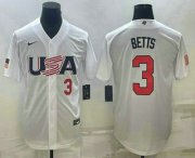 Wholesale Cheap Mens USA Baseball #3 Mookie Betts Number 2023 White World Baseball Classic Replica Stitched Jersey