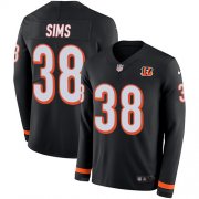 Wholesale Cheap Nike Bengals #38 LeShaun Sims Black Team Color Youth Stitched NFL Limited Therma Long Sleeve Jersey