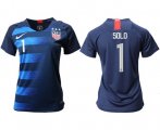 Wholesale Cheap Women's USA #1 Solo Away Soccer Country Jersey