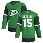 Wholesale Cheap Anaheim Ducks #15 Ryan Getzlaf Men's Adidas 2020 St. Patrick's Day Stitched NHL Jersey Green.jpg