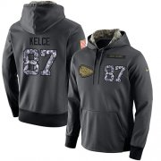 Wholesale Cheap NFL Men's Nike Kansas City Chiefs #87 Travis Kelce Stitched Black Anthracite Salute to Service Player Performance Hoodie
