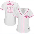 Wholesale Cheap Reds #32 Matt Harvey White/Pink Fashion Women's Stitched MLB Jersey