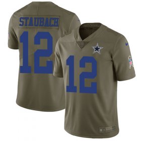 Wholesale Cheap Nike Cowboys #12 Roger Staubach Olive Men\'s Stitched NFL Limited 2017 Salute To Service Jersey