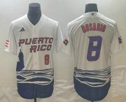 Wholesale Cheap Men's Puerto Rico Baseball #8 Eddie Rosario Number 2023 White World Classic Stitched Jersey