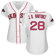 Wholesale Cheap Red Sox #28 J. D. Martinez White Home 2018 World Series Women's Stitched MLB Jersey