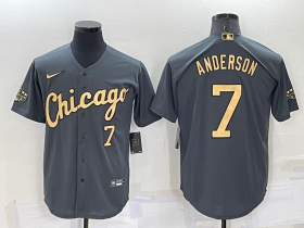Wholesale Men\'s Chicago White Sox #7 Tim Anderson Number Grey 2022 All Star Stitched Cool Base Nike Jersey