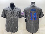 Wholesale Cheap Men's Buffalo Bills #14 Stefon Diggs Gray With Patch Cool Base Stitched Baseball Jersey