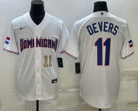 Wholesale Cheap Men\'s Dominican Republic Baseball #11 Rafael Devers Number 2023 White World Baseball Classic Stitched Jerseys