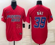 Wholesale Cheap Men's Puerto Rico Baseball #39 Edwin Diaz Number 2023 Red World Baseball Classic Stitched Jersey
