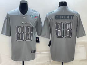 Wholesale Cheap Men\'s Philadelphia Eagles #88 Dallas Goedert Gray Super Bowl LVII Patch Atmosphere Fashion Stitched Jersey