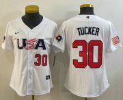 Wholesale Cheap Women's USA Baseball #30 Kyle Tucker Number 2023 White World Classic Stitched Jerseys